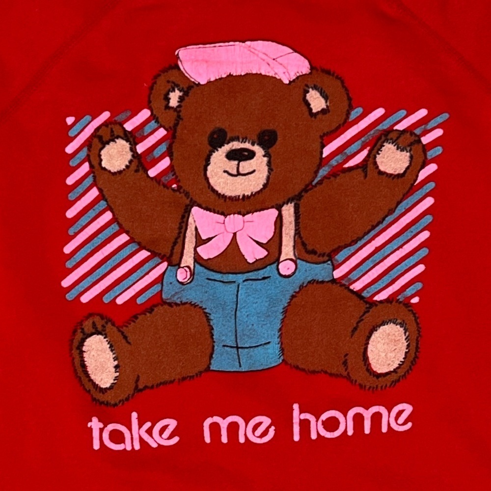 Vintage 80s Take Me Home Teddy Bear Red 1980s Cre… - image 2